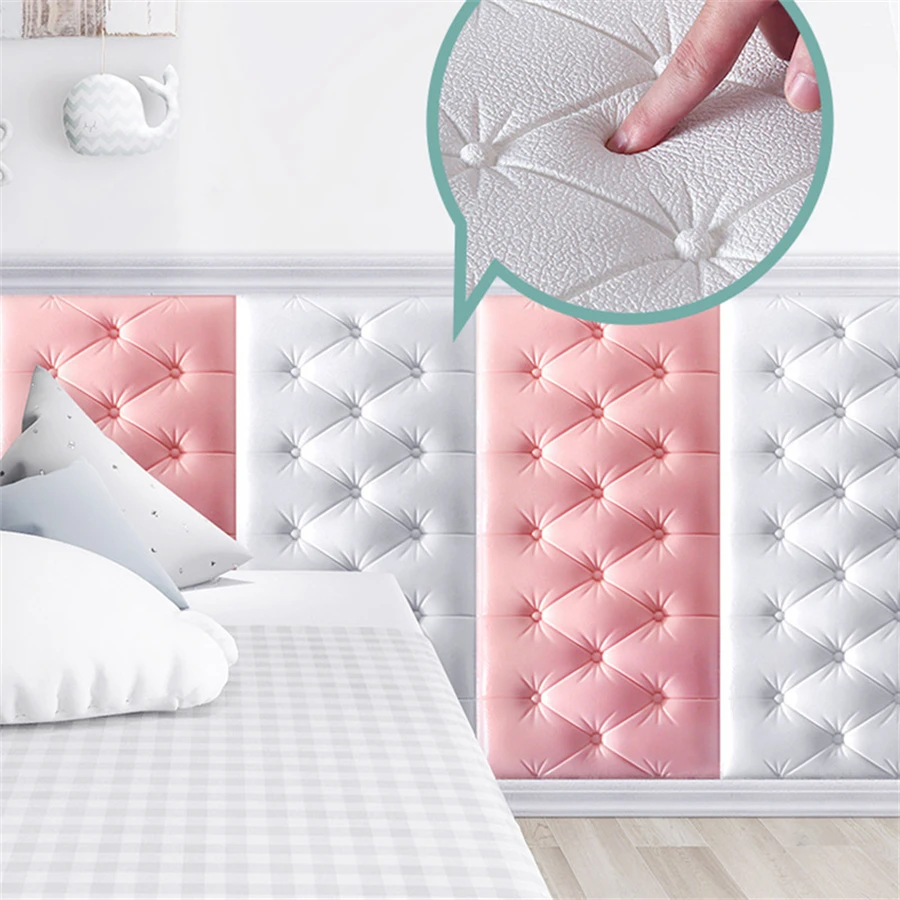 Pegatinas de pared 3D, papel tapiz autoadhesivo grueso Tatami, alfombrilla de pared anticolisión, cojín de espuma suave para dormitorio de niños y sala de estar