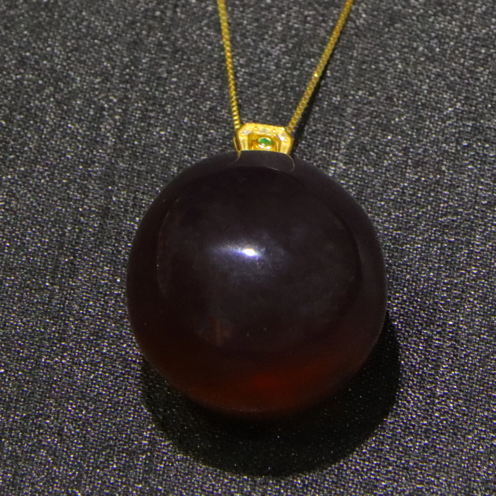 Natural Violet Amber Pendant with Solid Silver Setting 22.8mm Round Bead Purple Amber Necklace for Women Jewelry Gift