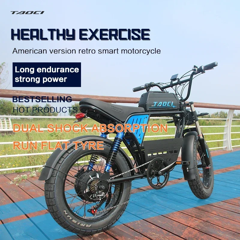 AKEZ retro style Electric Bicycle 1500W motor 48V 18AH battery e-bike 20 inch fat tire mountain off-road riding electric bike image 7