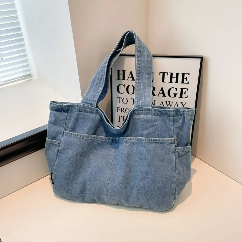 2026 Denim Fabric Large Capacity Women's Shoulder Bags Versatile Casual Concise Commute Tote Bag Fashion New Bags for Women