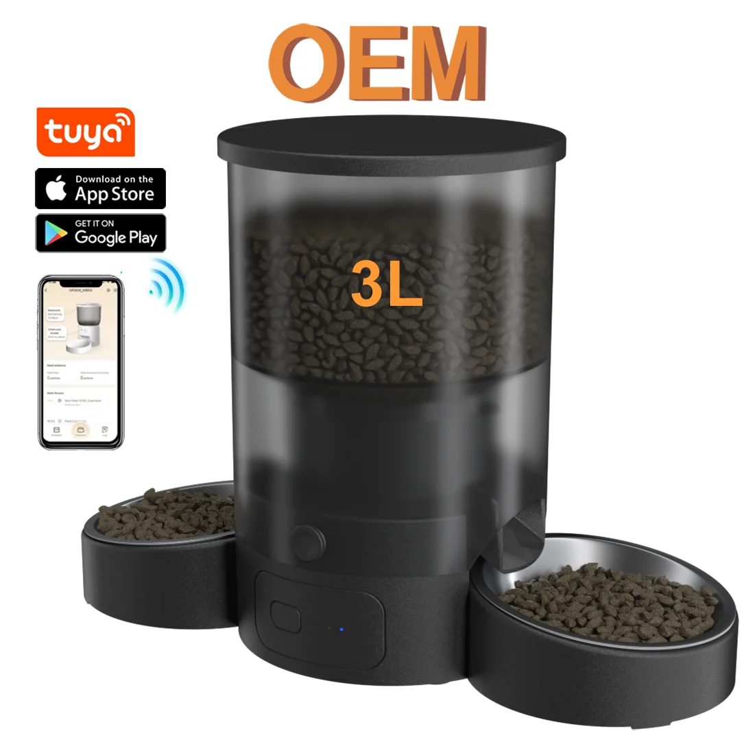 

STLF Wifi Tuya Smart Pet Feeder Automatic Dog Cat Food Dispenser with Stainless Steel Double Bowl for Pets