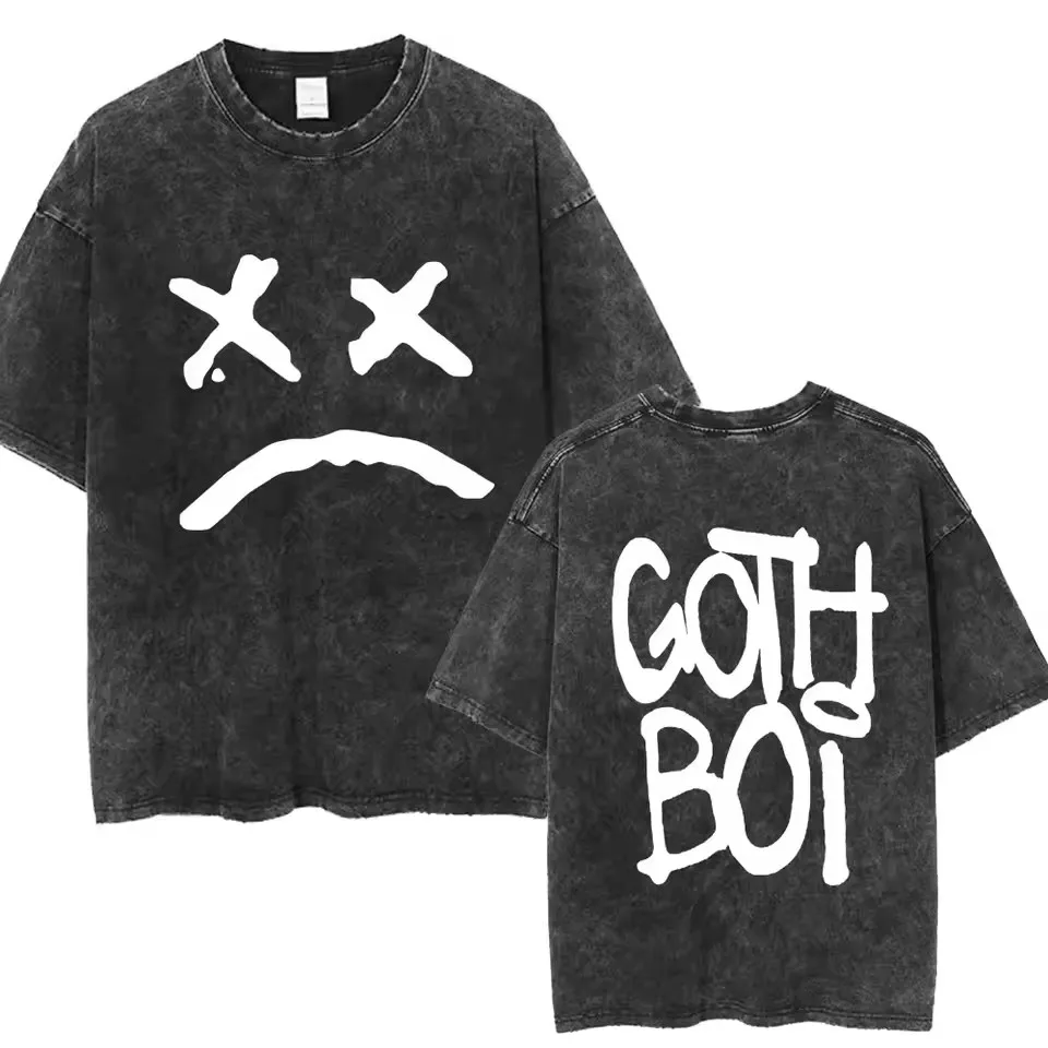 Rapper Lil Peep Cry Baby Classic Washed T-Shirt Men Women Retro Punk Hip Hop Short Sleeve Harajuku T Shirts Streetwear