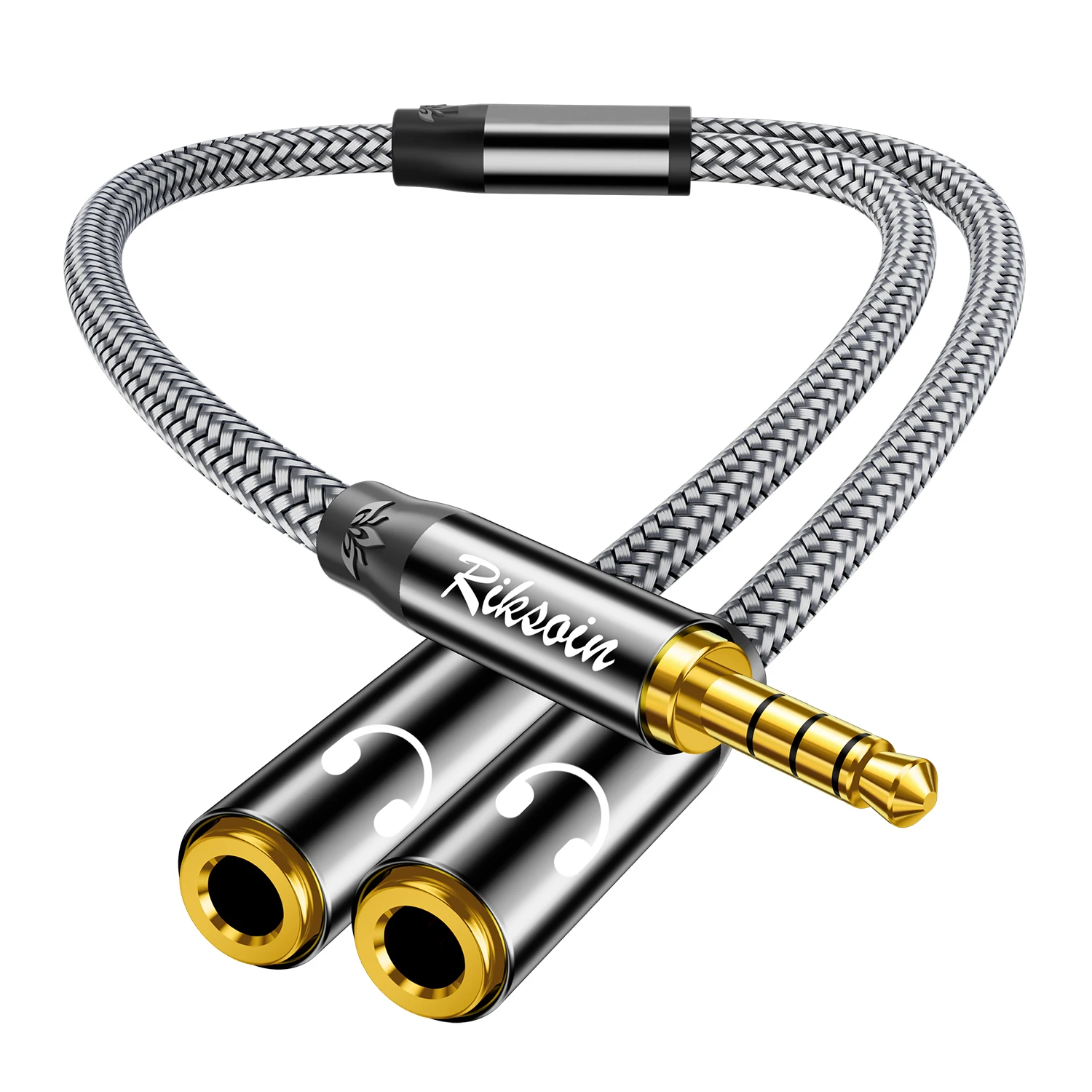 3.5mm Headphone Splitter Audio Adapter HiFi Sound TRRS Stereo  Cable For Speaker Calling  Compatible with Phone PC Laptop Tablet