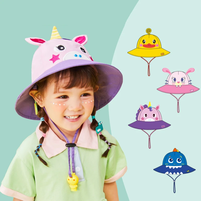 

Summer Panama Children Girls Hat Cartoon Unicorn Fisherman Hat Kids Sun Hat Outdoor UV Bucket Hat For Kids 3 To 6 Years Old