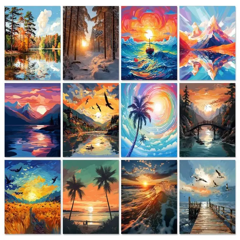 

GATYZTORY Paint By Numbers For Adults Landscape Acrylic Paint by numbers art work diy Numbers Painting on Canvas By Numbers