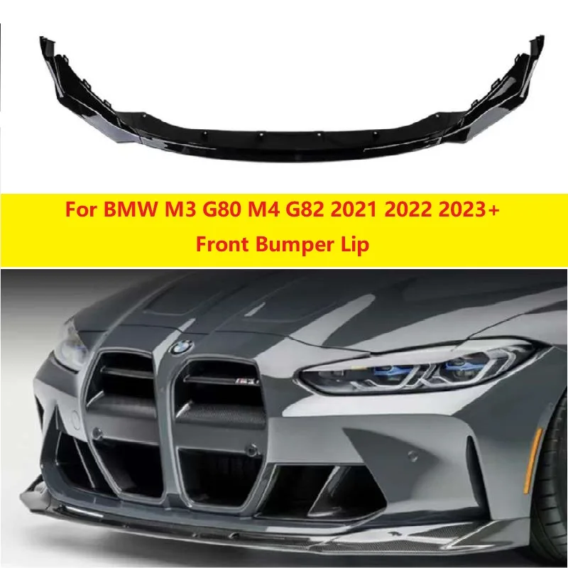 

For BMW M3 G80 M4 G82 2021 2022 2023+ Front Bumper Lip Spoiler Diffuser Splitters Body Kit Aprons Cover Guard Trim