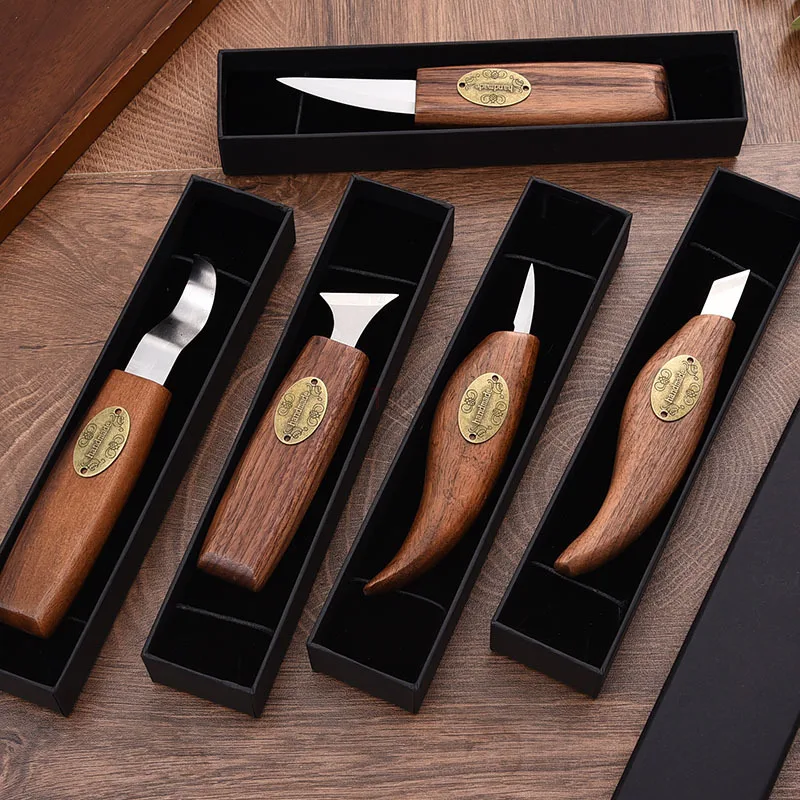 Cuchillo para tallar madera, rascador con mango de madera cómodo multifuncional afilado, herramienta de recorte DIY, 1 Uds.