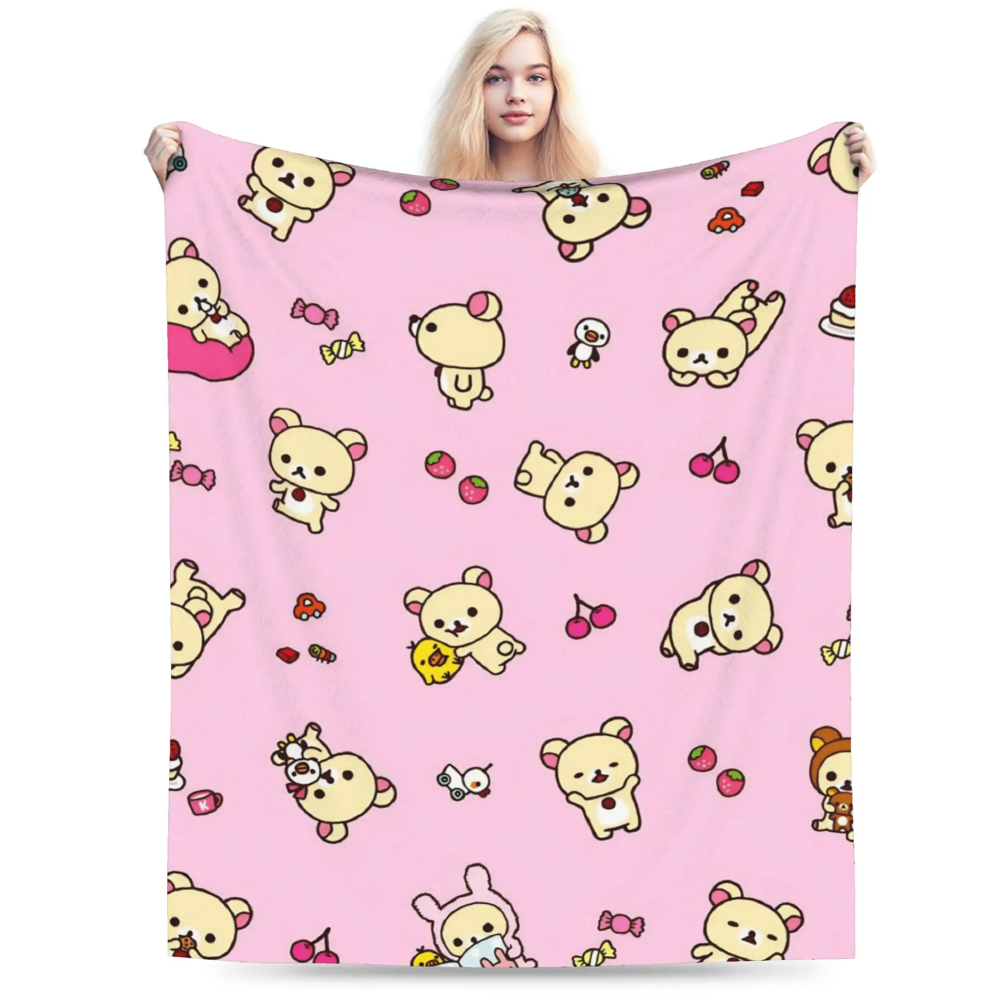 Super Soft R-Rilakkumas Cartoo Throw Blanket Premium Fleece Flannel Lightweight  Bed Blanket Warm Plush Blankets All Season Use