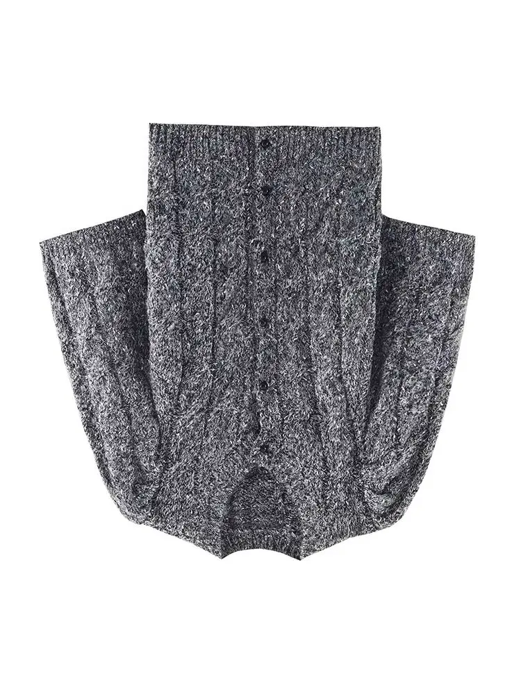 

HH женская новая зимняя модная однобортная вязаная куртка с короткими рукавами, женский повседневный свитер в уличном стиле, пальто