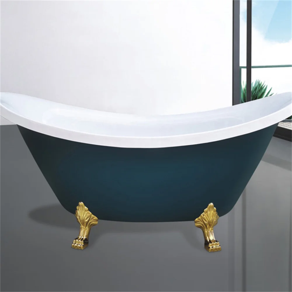 

Classic Old Fashion Factory Price Freestanding Adult Bath Tub Acrylic Bathtubs With Golden Legs