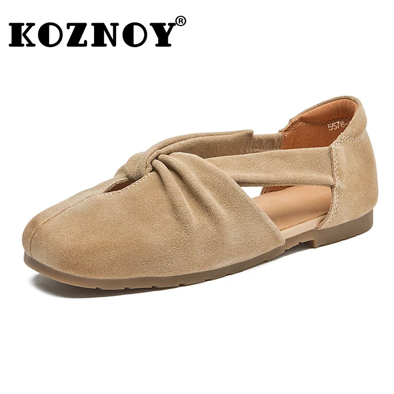 

Koznoy 1,5 см, удобные женские оксфорды из коровьей кожи на плоской подошве с квадратным носком, летние сандалии Мэри Джейн без шнуровки, модная обувь