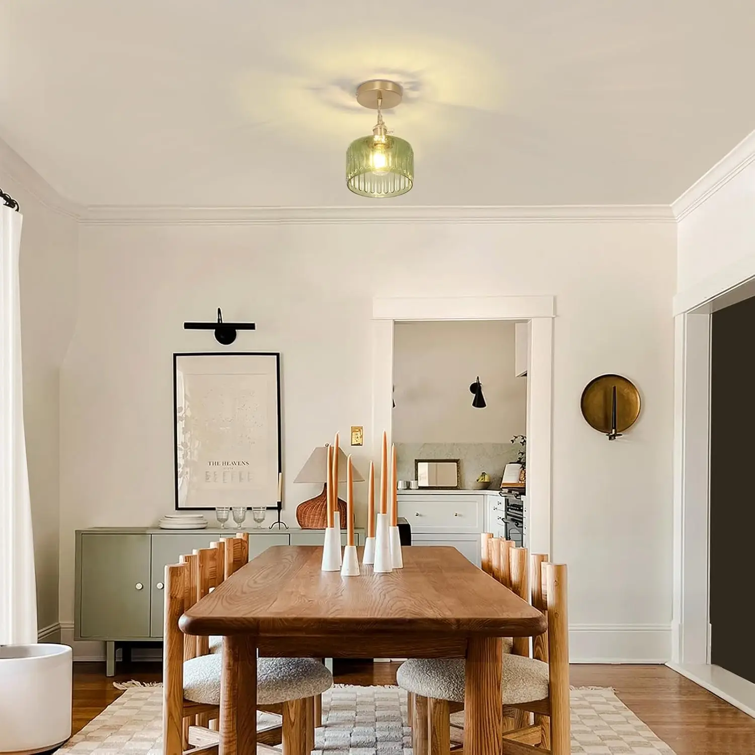 Hanging Lamp Glass Pendant Light E27 Striped Pendant Light Suitable for Dining Rooms, Kitchens, Cafes, Bedside Pendant Lights