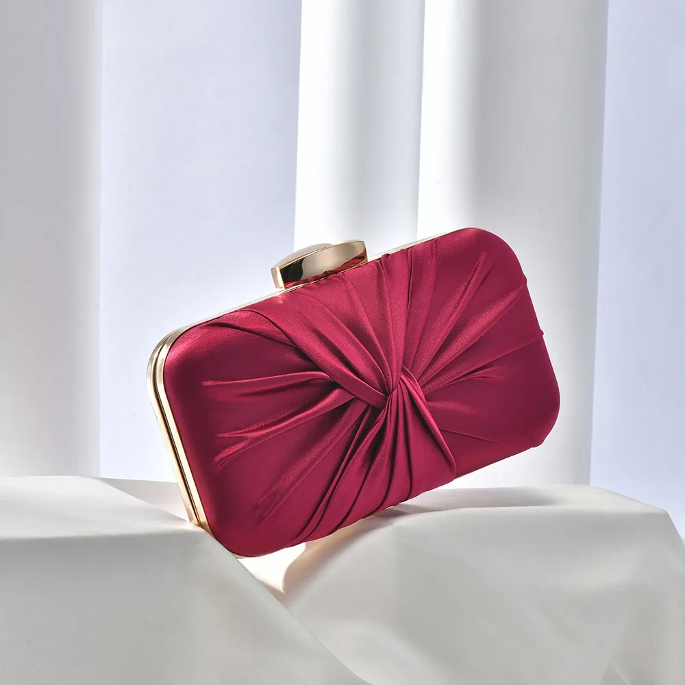 Portable Pleated Satin Evening Bag Elegant Large Capacity Messenger Cluth Bag Functional Korean Style Dinner Bag Women