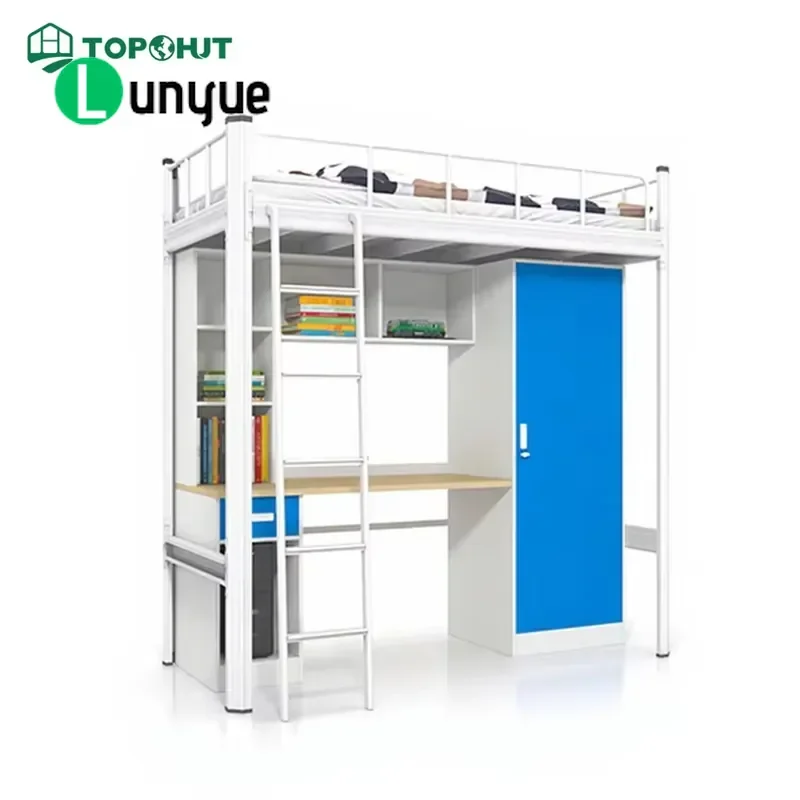 Loft Style Metal Bed Frame EN747 ISO9001 Certified Dormitory Furniture for University School Projects Durable Space Saving