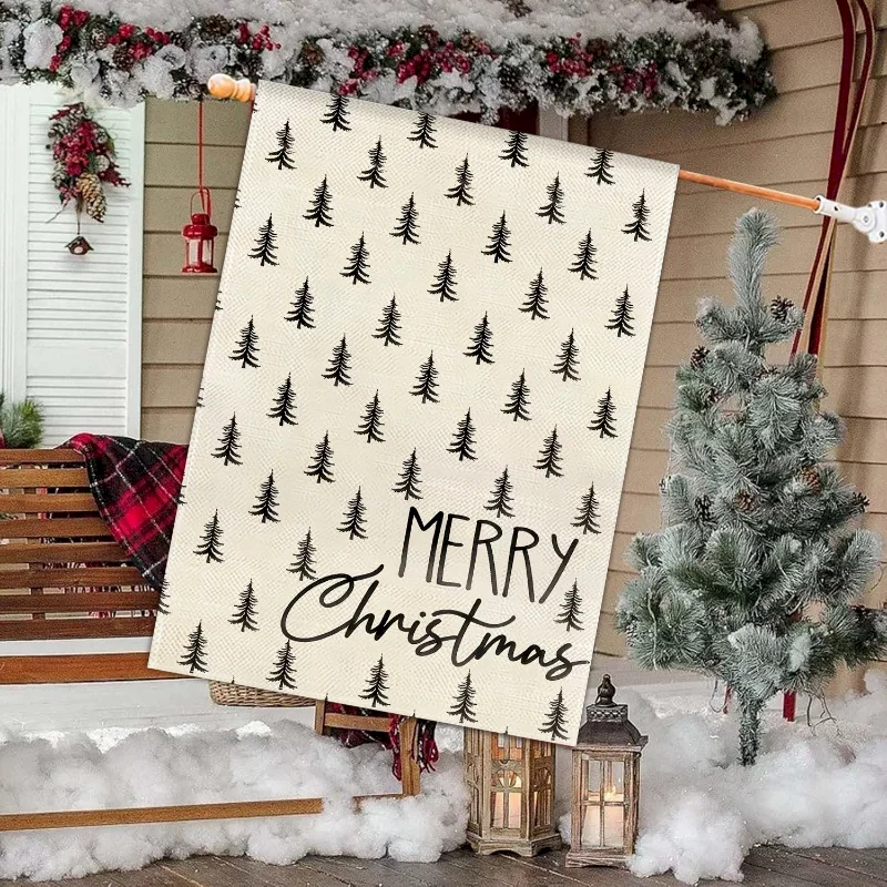 VIKAMA Always Loved Garden Flag, Christmas Tree Cardinal Memorial Outdoor Yard Hanging Decor, Xmas Porch Decor