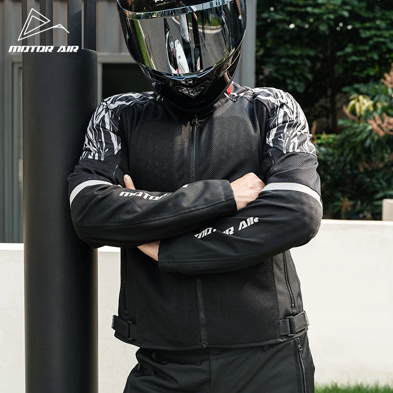 

2025 Newest Black Motorcycle Jacket Men's Clothes Riding Gears Summer Mesh Breathable With CE Protective Equipment Accessories