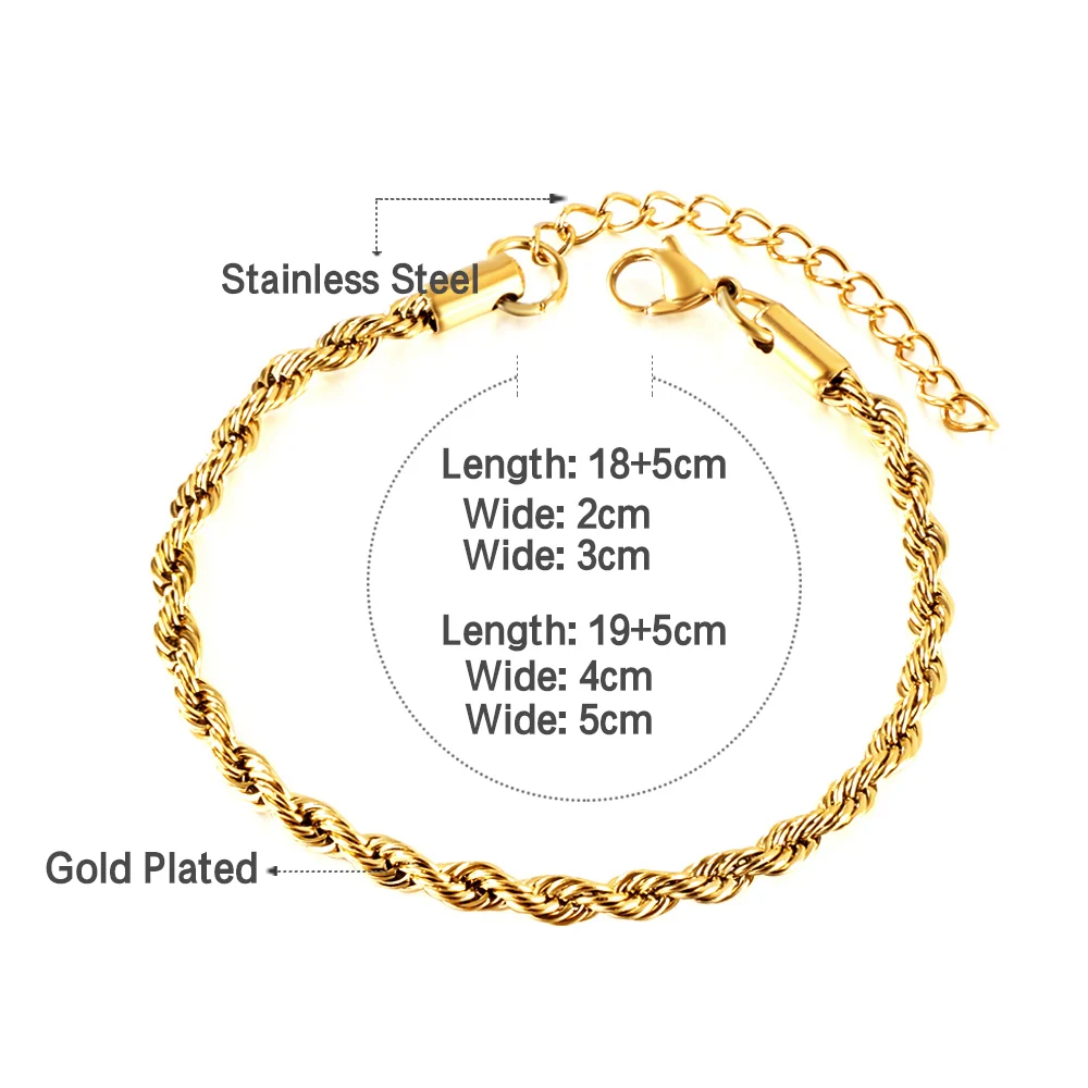 Simple Punk Stainless Steel Cuban Link Chain Bracelet Retro For Women Men's Gold Steel Color Bracelet Jewelry Basic Accessories