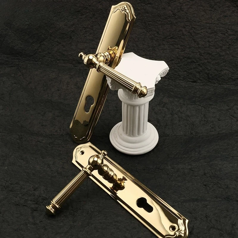 French light luxury brass gold one-piece door lock retro classical