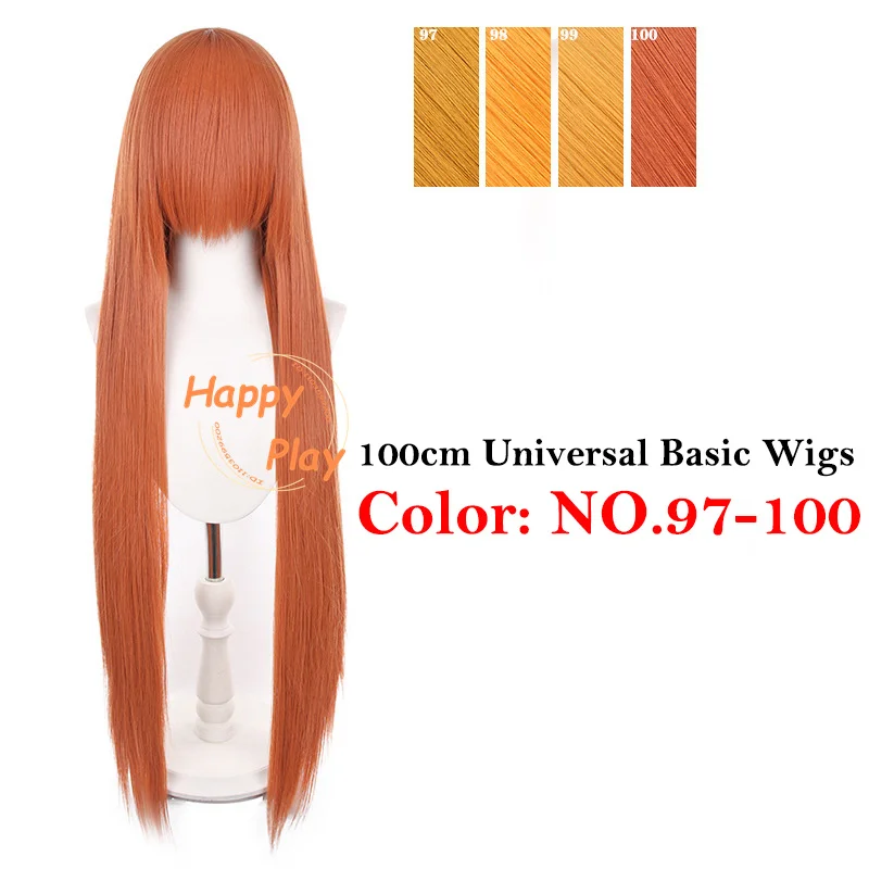 145 Colors 40 Inch 100cm Straight With Bangs Cosplay Synthetic Wig Anime Compatible Universal Multicolored Heat Resistant Hair image 6