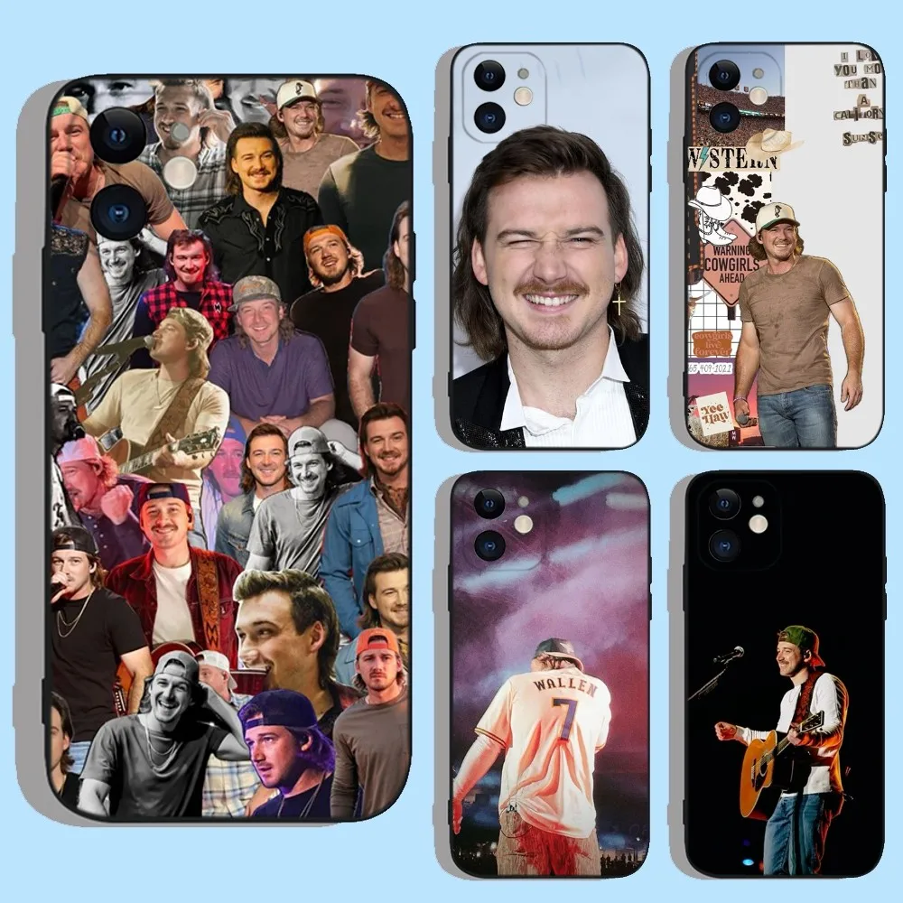 Morgan Wallen Phone Case For Apple iPhone 15,14,13,12,11,XS,XR,X,8,7,Pro,Max,Plus,mini Silicone Black Cover