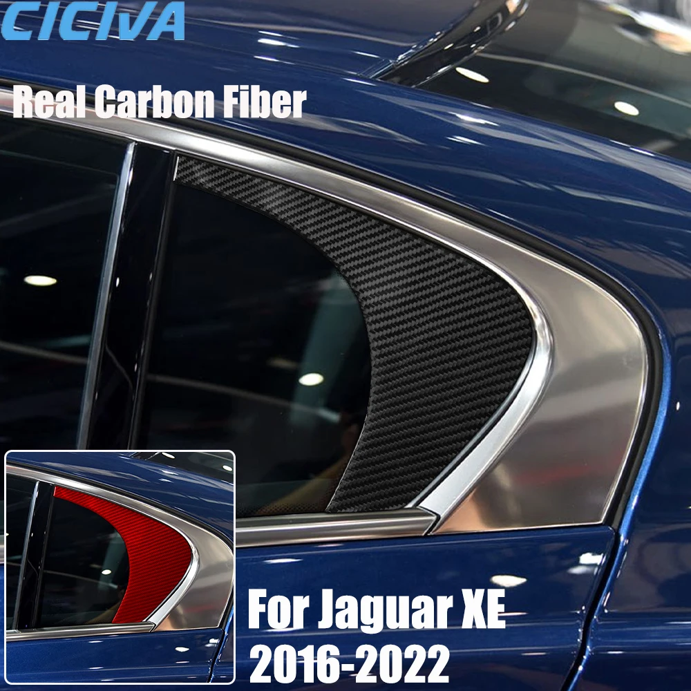 

Real Carbon Fiber Car Accessories Rear Side Window Trim Cover Soft Sticker For Jaguar XE 2016 2017 2018 2019 2020 2021 2022