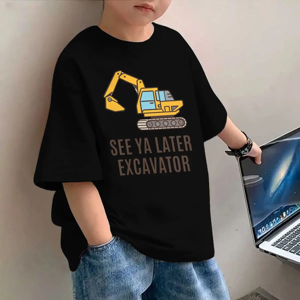 Children's Clothing See Ya Later Excavator Graphic T Shirts Kids Summer Clothes Construction Truck Boy T-shirt Casual Tops