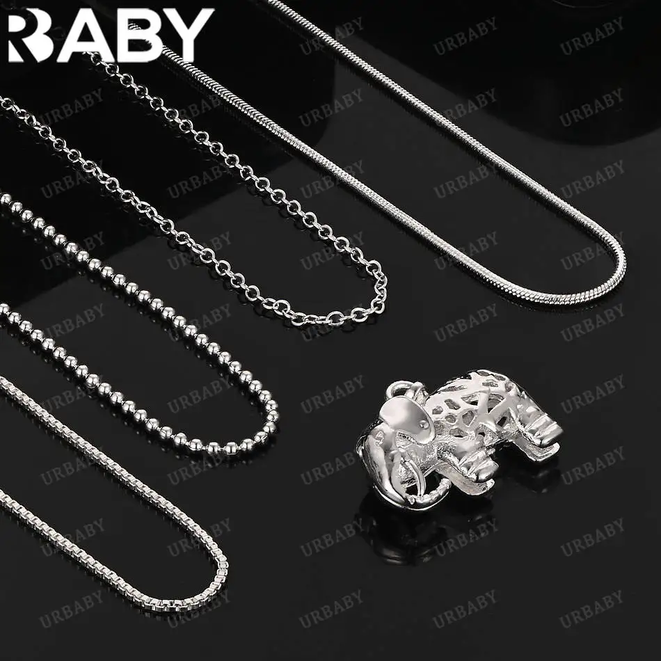 

URBABY 40-75cm 925 Sterling Silver Elephant Pendant Necklace For Women Men Creativity Gift Street All-match Party And Daily Wear