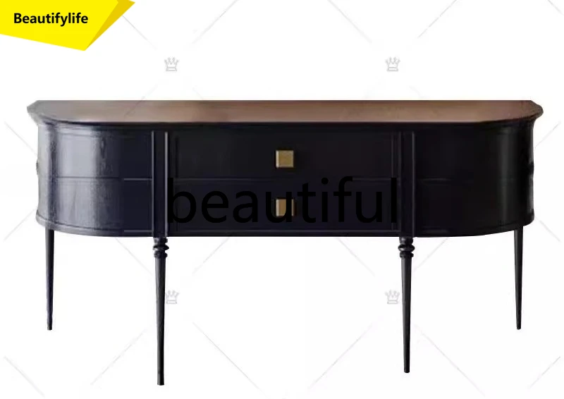 

07A Retro solid wood, porch, carved locker, living room entry small apartment wall decorative cabinet