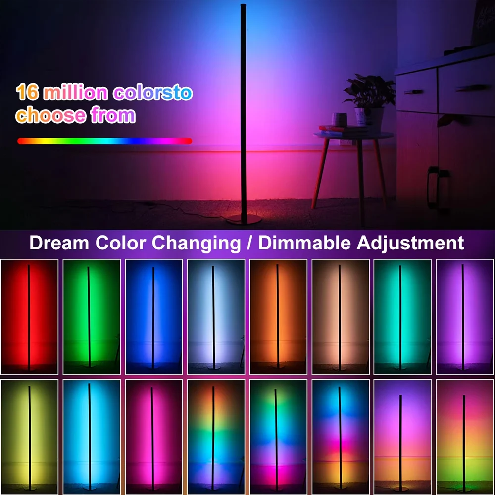 

RGB LED Floor Lamp Remote APP Control Music Sync Corner Lighting Mood Lighting Stand Lights for Bedroom Gaming Living Room Decor