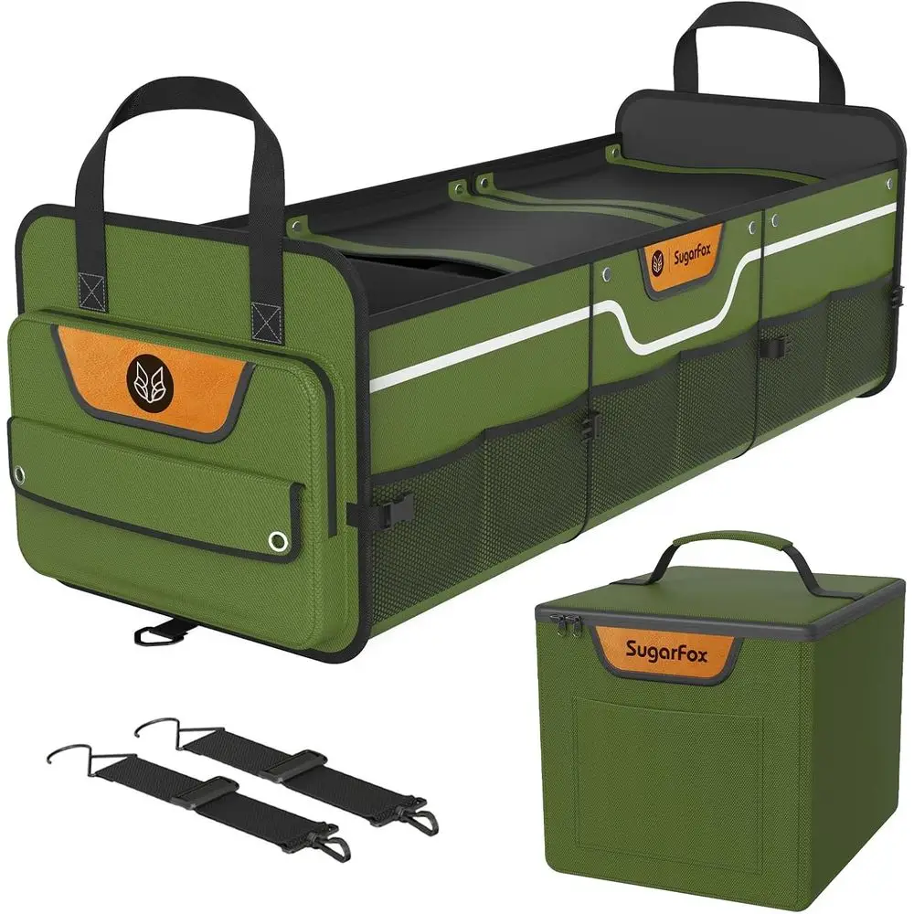 

Car Trunk Organizer, Heavy Duty Waterproof, Collapsible with Cooler, Multi-Compartment Large Trunk Organizer (95L)