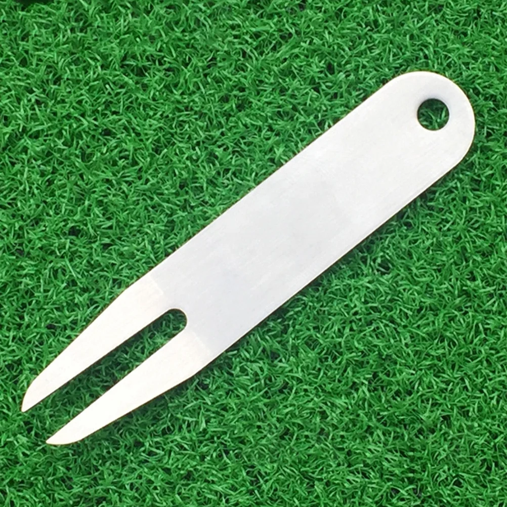 2 قطعة أدوات إصلاح Divot Divot شوكة الفولاذ المقاوم للصدأ المحمولة لصيانة الحديقة المهنية إكسسوارات الغولف الكرة ماركر #1