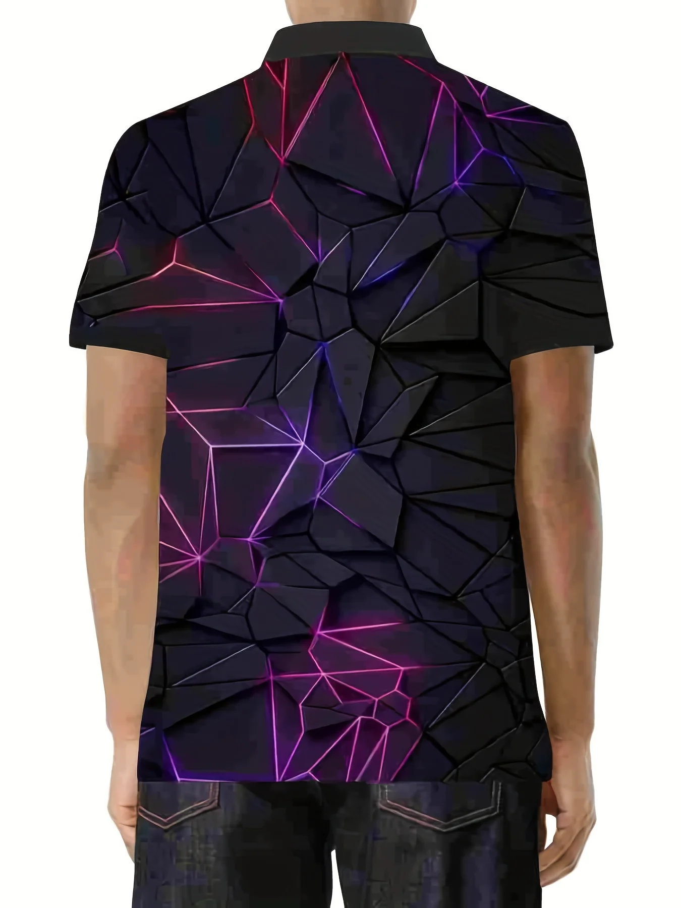 The 2025 summer new men's zipper POLO shirt is a casual fashionable comfortable soft and breathable 3D striped pattern print