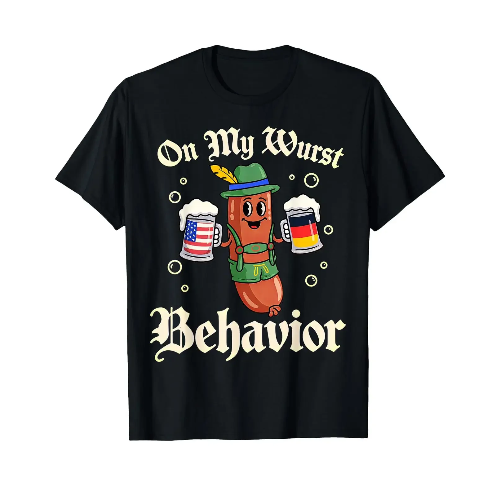 Oktoberfest On My Wurst Behavior T Shirt vintage Washed Unisex designer clothes Stretched Top For Everyday Wear Slightly