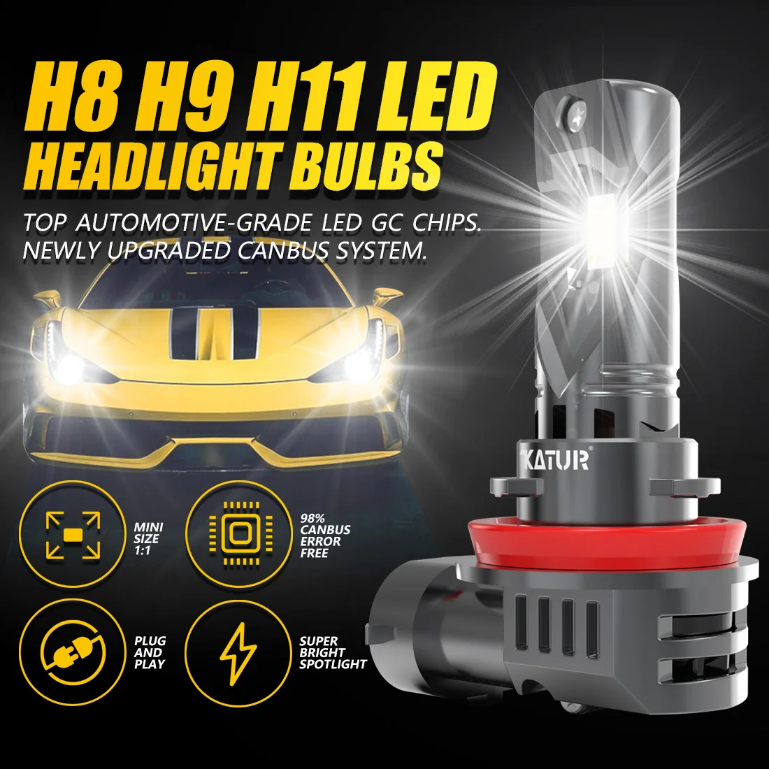 2Pcs H11 H8 H9 LED Canbus 6000K White LED Head Lights Driving Lamp For Mazda 3 6 CX-5 323 5 CX5 Mitsubishi Outlander ASX Galant