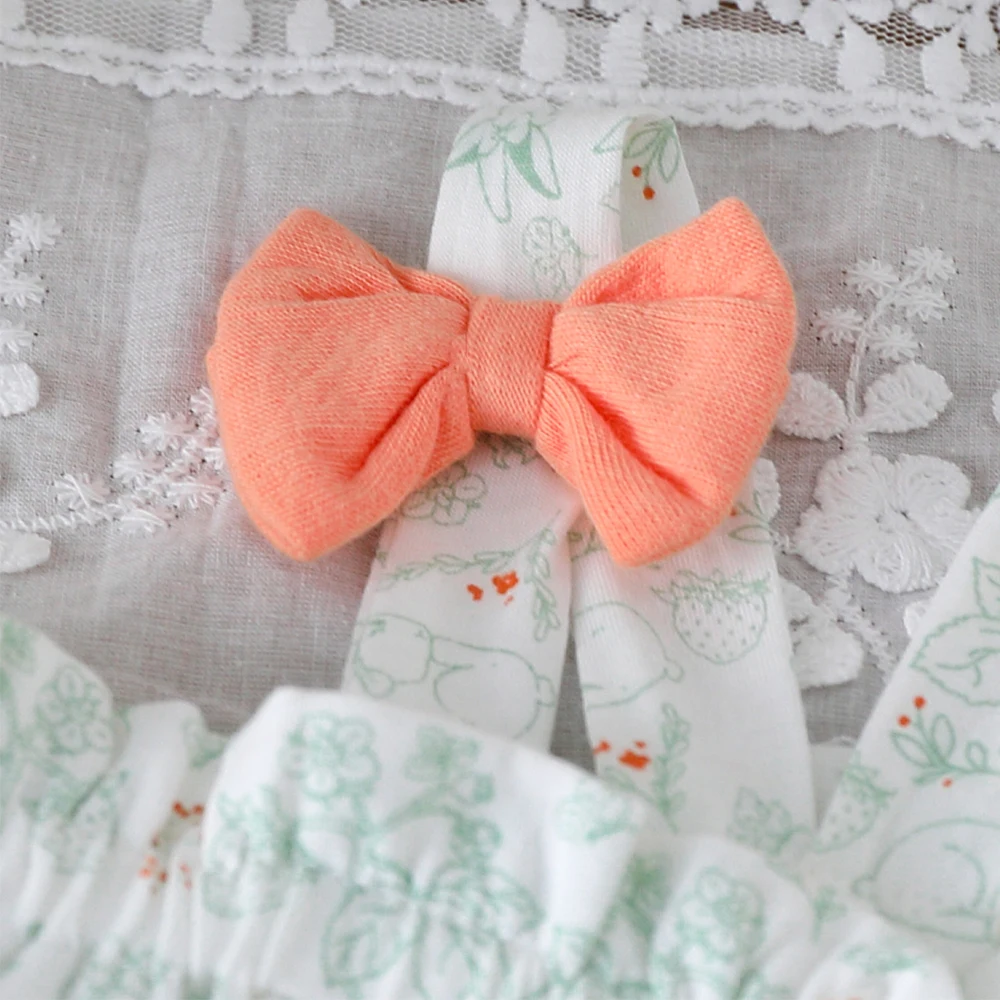 فستان قصير صيفي من القطن المزين بالزهور للأطفال مع زخرفة فيونكة على طراز الأميرة للفتيات بدون قبعة