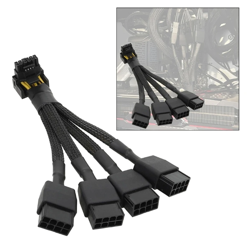 2024 New 12+4Pin 12VHPWR to 4pcs PCi-E GPU 8Pin Graphics Video Card 4x8pin PCIE 5.0 Cable RTX4090 Power Supply Extension Cable