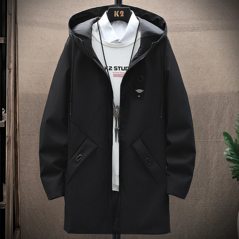 

Bound Men's Casual Thin Outdoor Jaet Coat Autumn 2025 New Sle Polyester Fiber Long Sve Hooded Long Coat