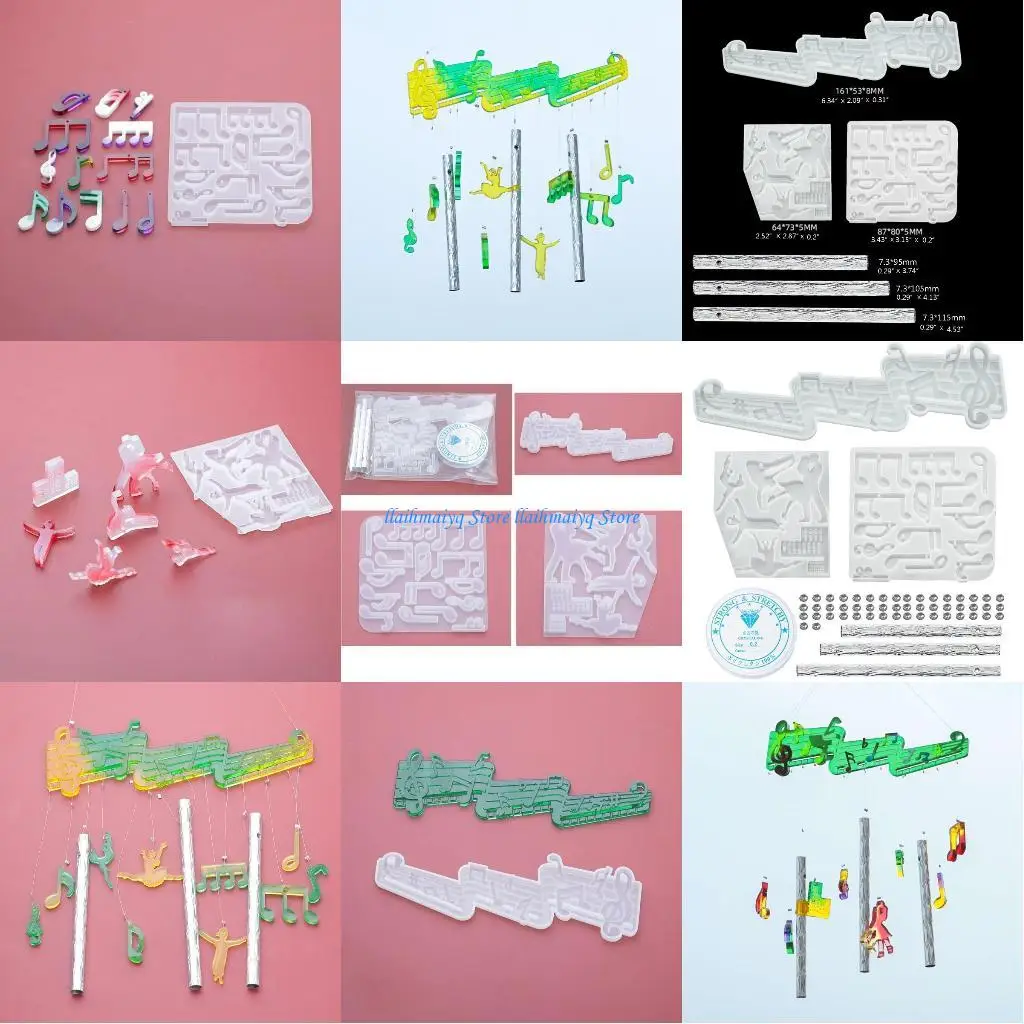 

573B музыкальная нота колокольчики ветер подвески формы силиконовый комплект формы для эпоксидной смолы для DIY ручной работы