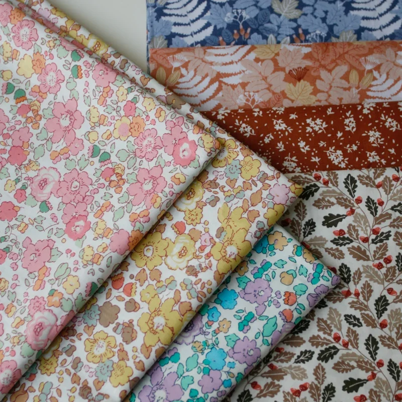 

Retro Floral Brocade Cotton Poplin Fabric 140x50cm for DIY Children's Clothing Dresses Sewing Patchwork Accessories