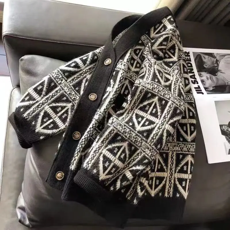 

GOOMIL American Sle Oversize Knitted Cardigan Men's Autumn Winter Loose Lazy Sweater Jaet Trendy Couple's Outerwear