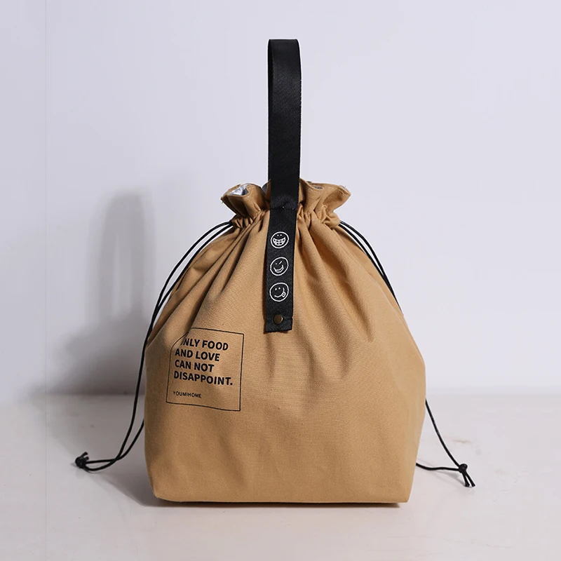 Canvas Lunch Bag Bento Box Handbag Outdoor Portable Picnic Dinner Container School Fresh Keeping Food Storage Tote Accessories