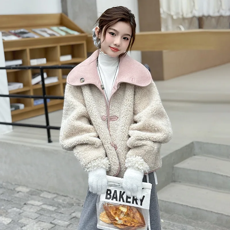 Girls' Autumn and Winter Thickened Two-sided Coat 2025 New Girls' Winter Velvet Warm Fur Integrated Coat