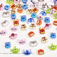 50pcs 3D Cartoon Crazy Animal Nail Charms Stitch Judy Resin Flatback Nail Rhinestones Cute Anime Fox Rabbit Nail Art Decorations