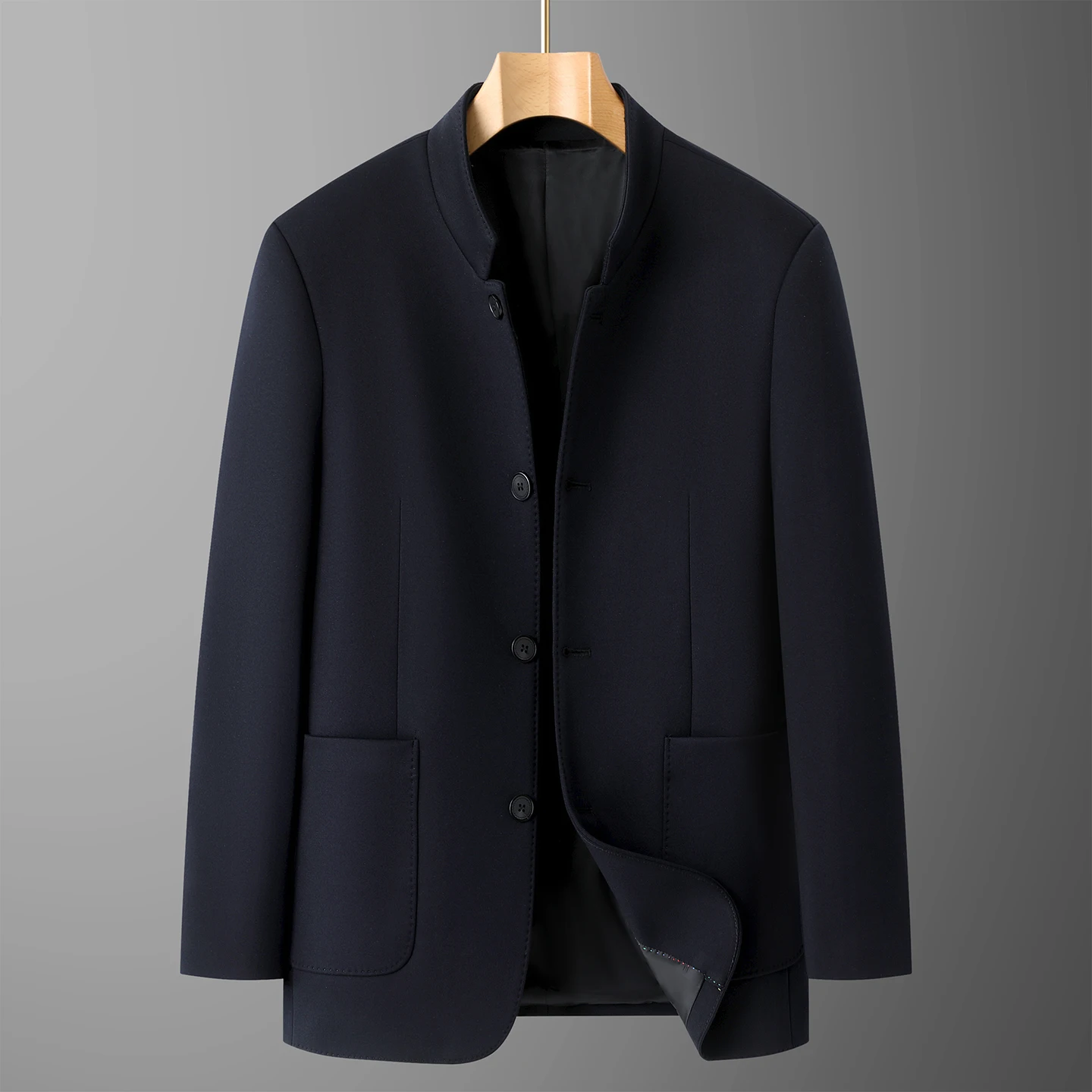 

Мужская куртка больших размеров, осенне-зимняя, повседневная, свободного кроя, с воротником-стойкой, из смесового полиэстера, с длинными рукавами, верхняя одежда