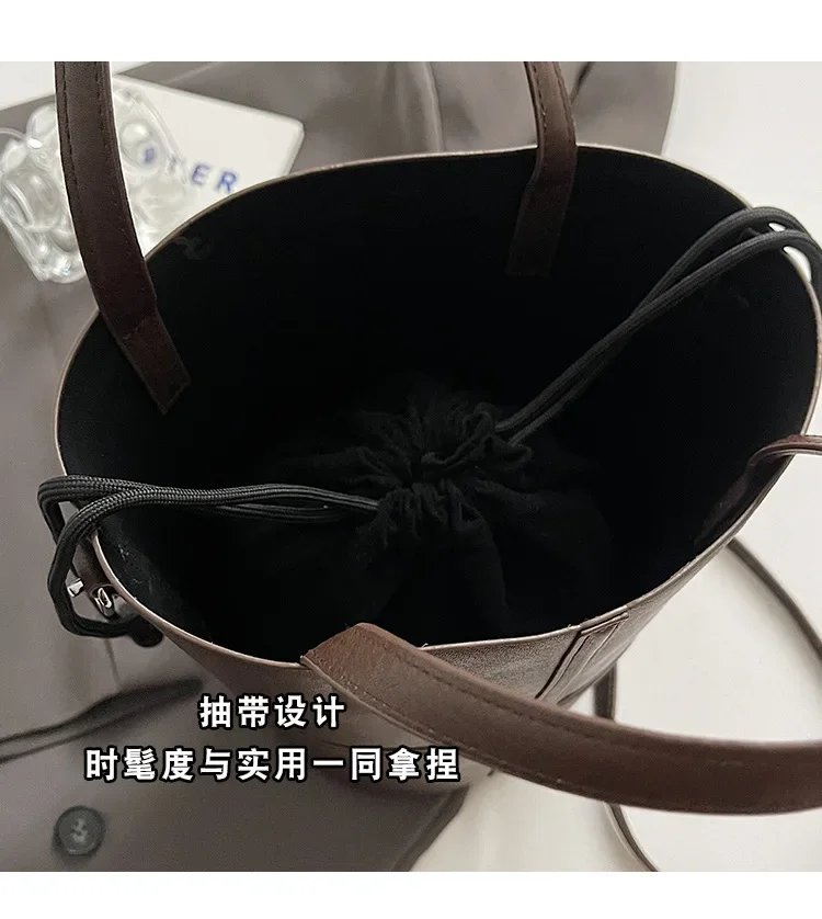 Vintage female Bucket Shoulder bags PU Leather women handbag and Purses small Brand ladies totes lady messenger bags