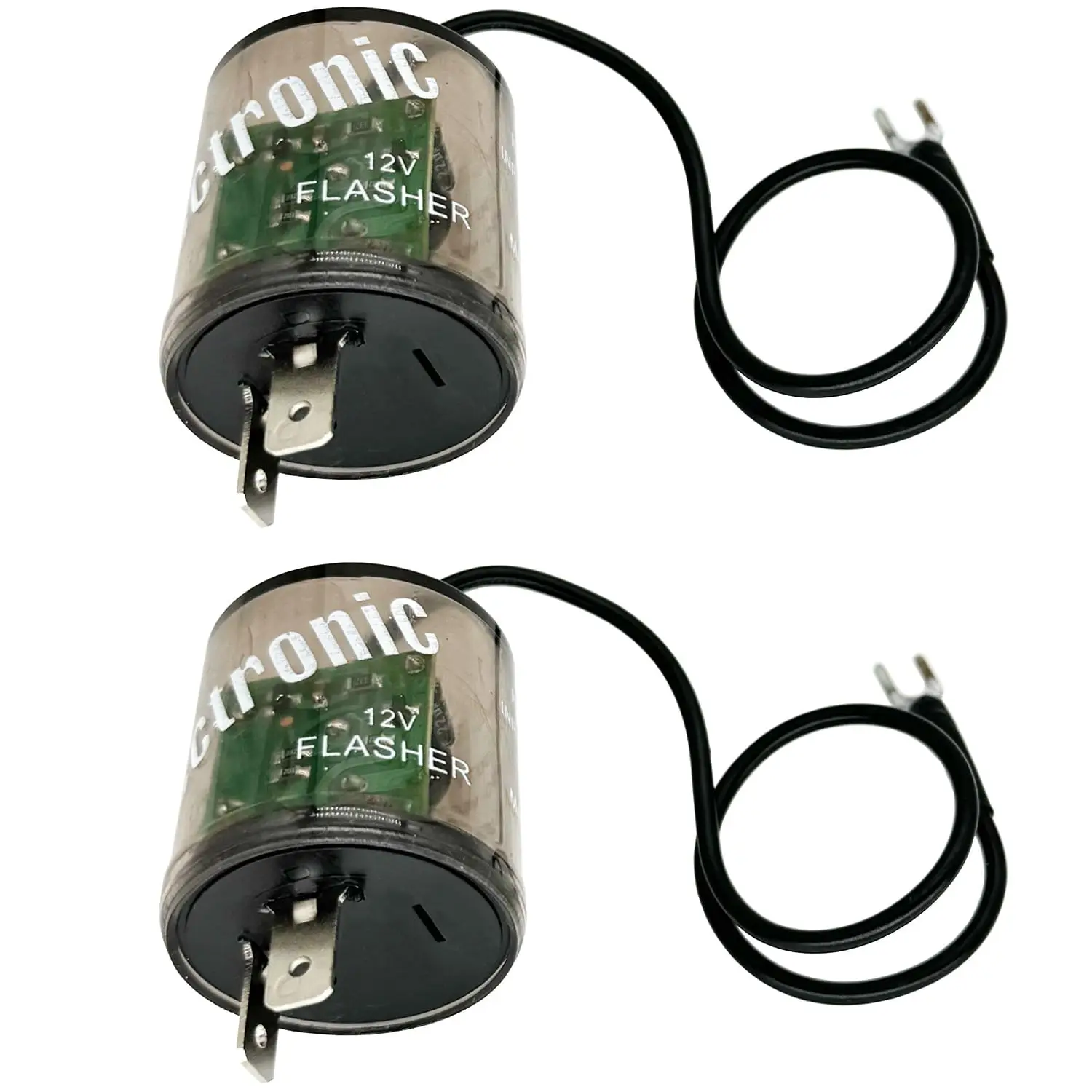 

2-Pin 12V DC LED Flasher Relay with Ground Wire for Turn Signals, Pack of 2