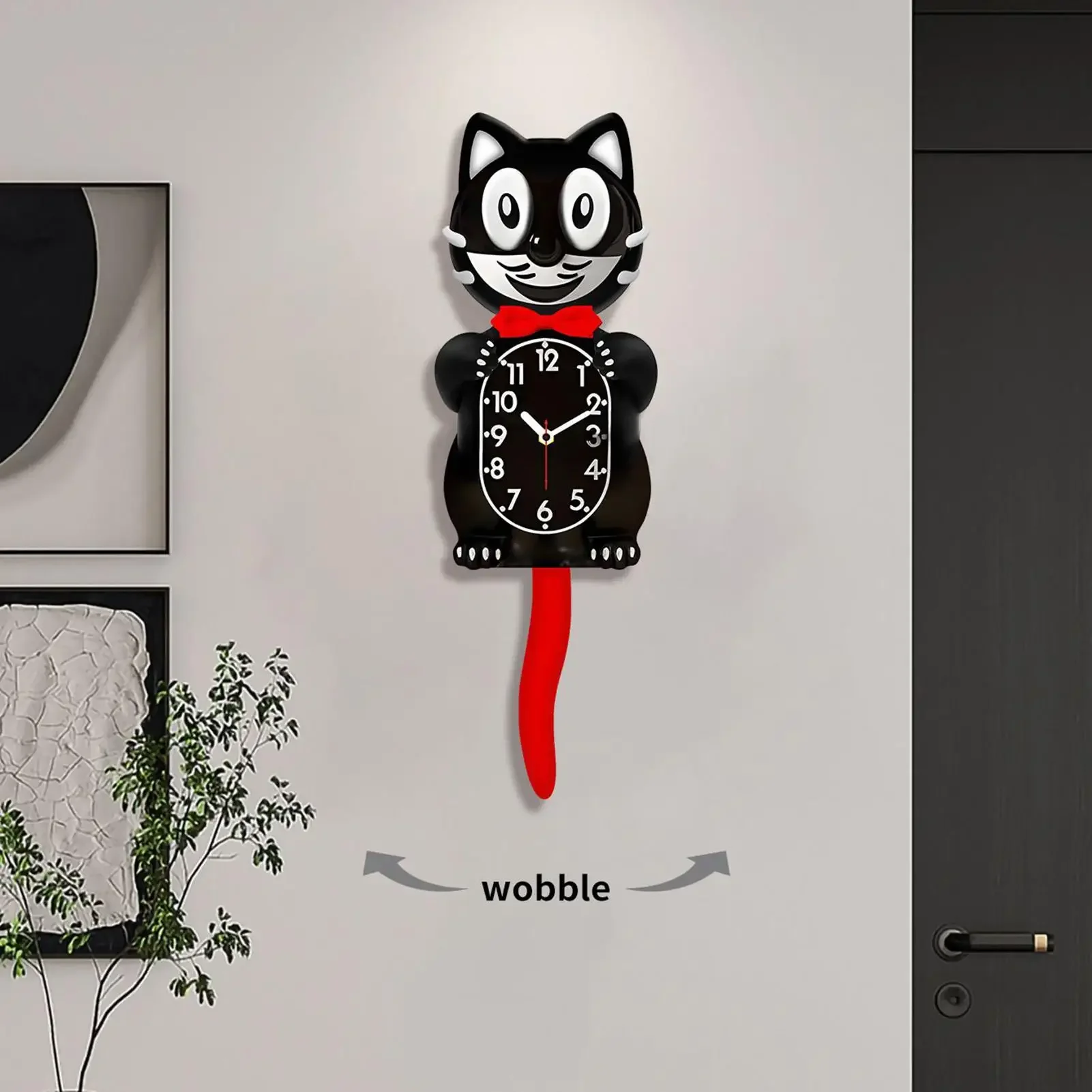 Cute Cat Classic Clock With Swing Tail PendulumCreative Design Gift Retro Decoration Tail Hanging Clock For Kitchen Study Home​