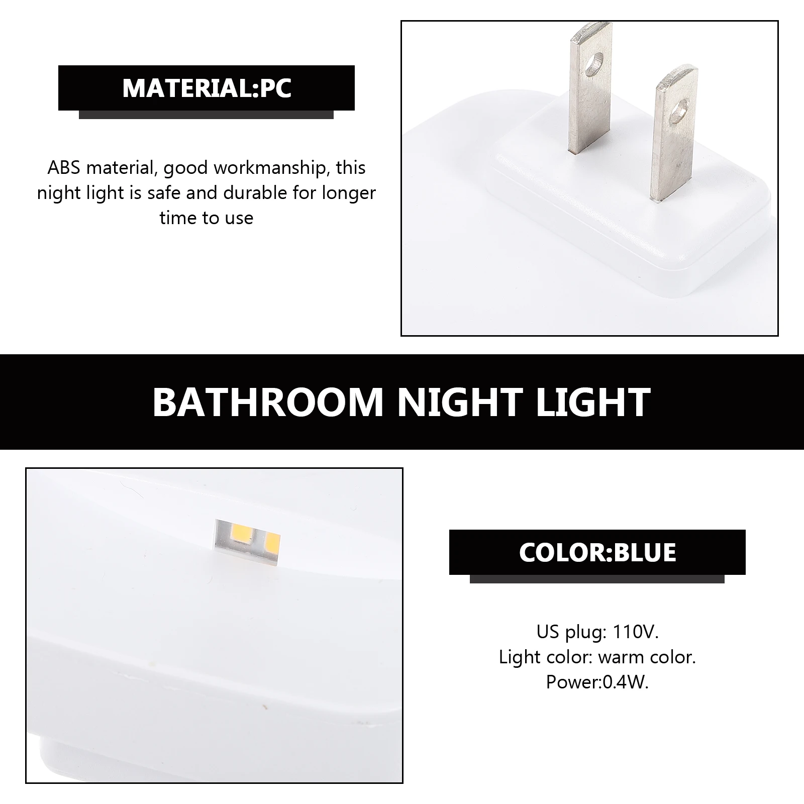 

3pcs LED Toilet ABS Warm Light Sensor Night Lights for Bedroom Bathroom Kitchen Creative Plastic Nightlight Automatic On Off