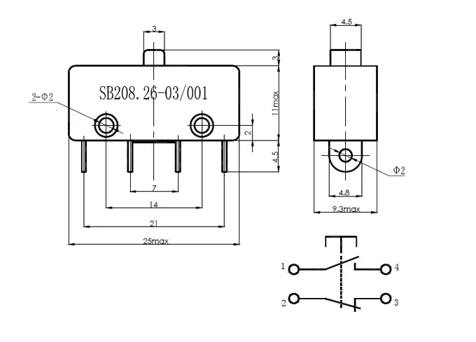 SB208.26-03 Micro Switch Special Snap Action Switch Sensor Relay 1 Form A and 1 Form B 2A 28VDC Aerospace Avionics