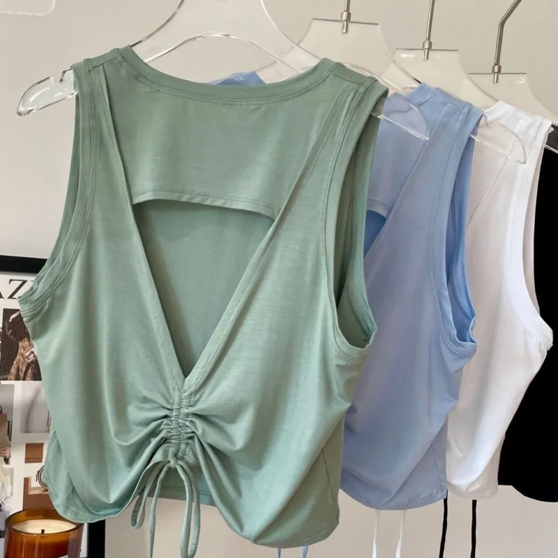 

Yoga Wear Sports Undershirt Women Summer Light Breathable Sleeveless Running Training Hoodie T-shirt Quick Dry Fitness Tops